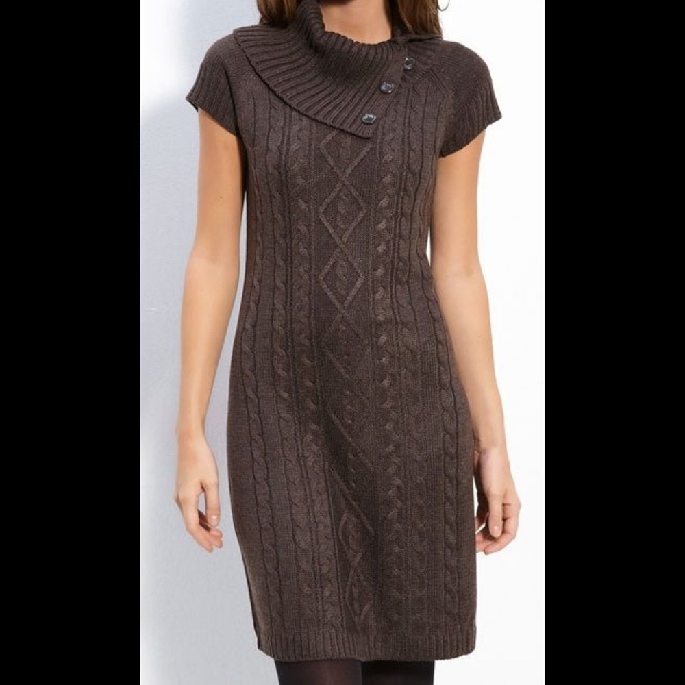 Brown Calvin Klein cable Knit Dress